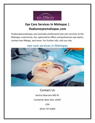 Eye Care Services In Mahopac | Hudsoneyesmahopac.com