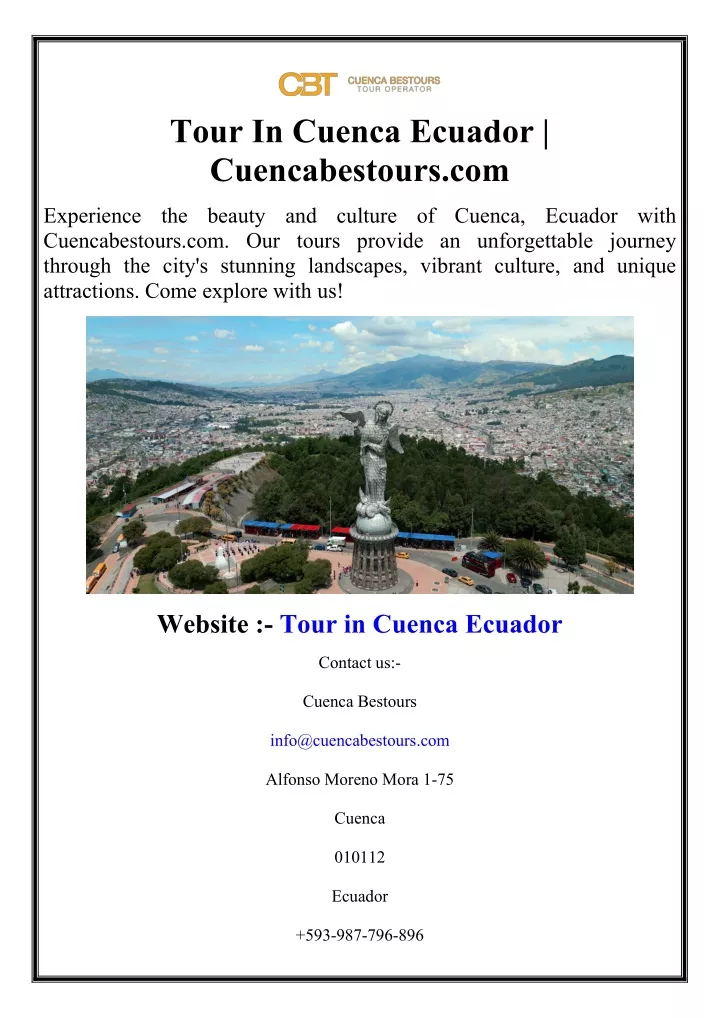 tour in cuenca ecuador cuencabestours com