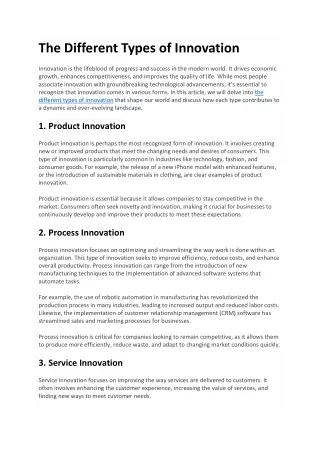 The Different Types of Innovation