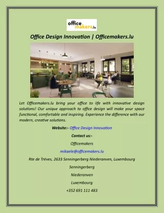 Office Design Innovation  Officemakers.lu