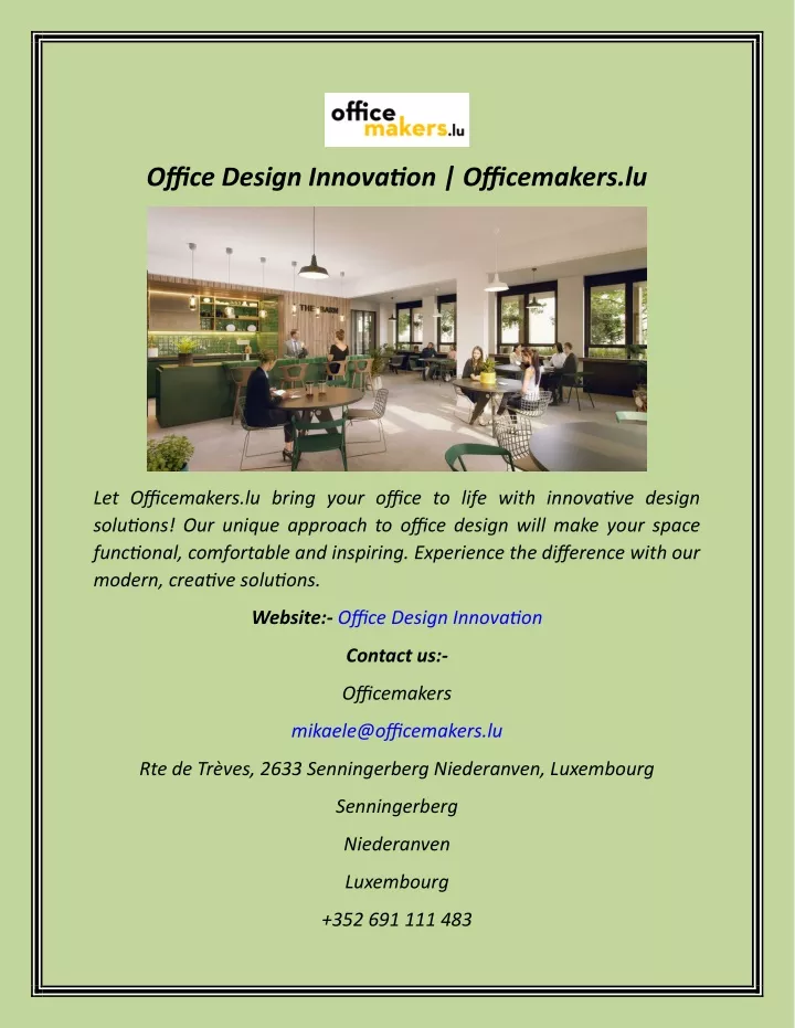 office design innovation officemakers lu