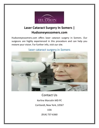 Laser Cataract Surgery In Somers | Hudsoneyessomers.com