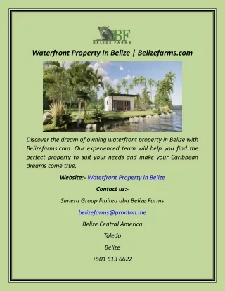 Waterfront Property In Belize  Belizefarms