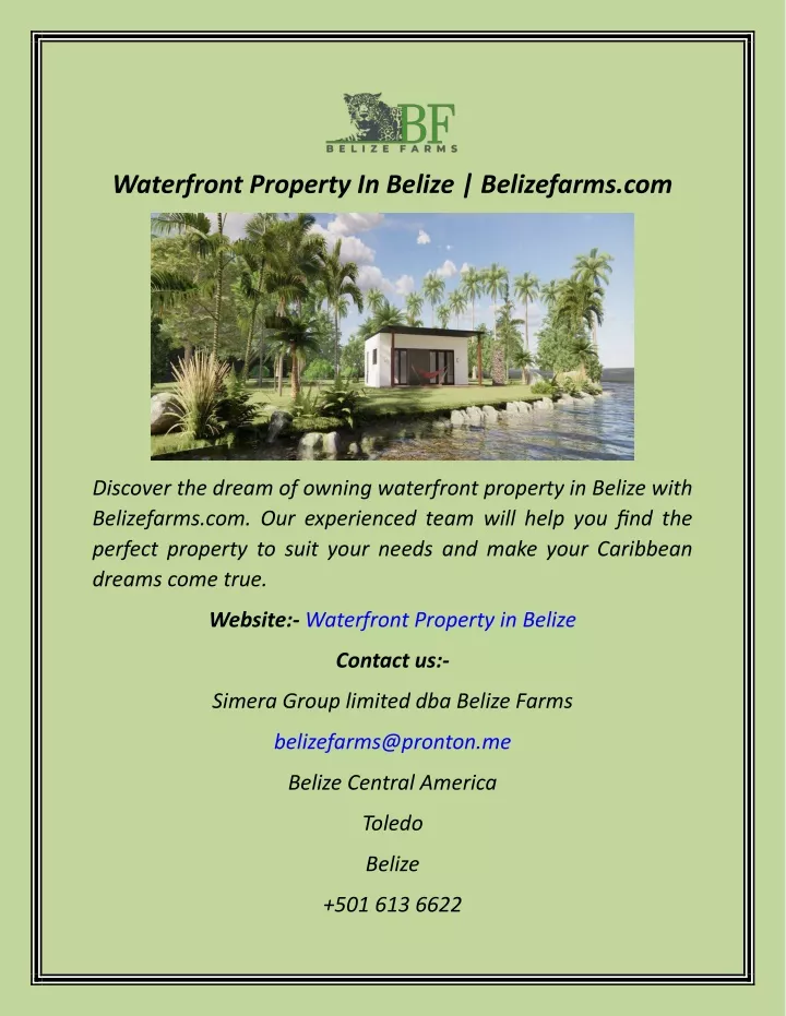 waterfront property in belize belizefarms com