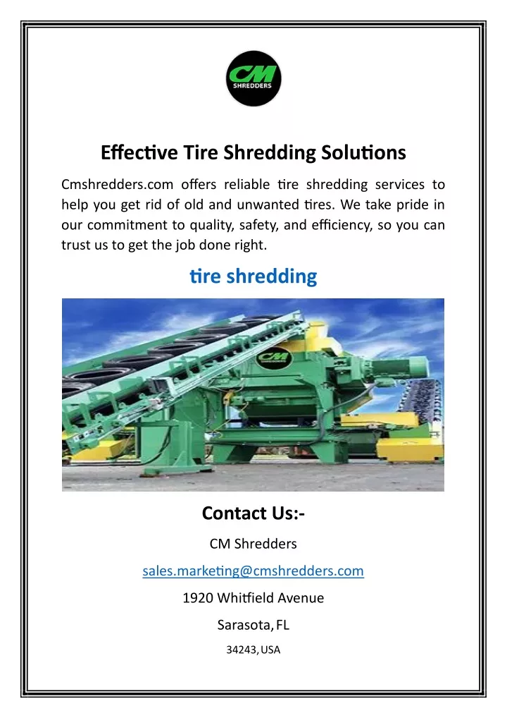 effective tire shredding solutions