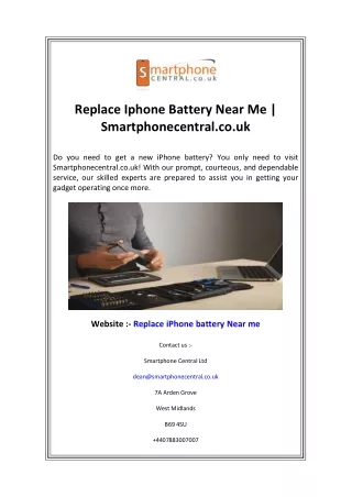 Replace Iphone Battery Near Me  Smartphonecentral.co.uk