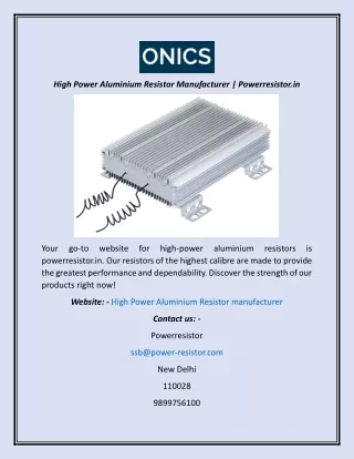 High Power Aluminium Resistor Manufacturer  Powerresistor.in