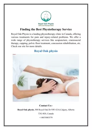 Finding the Best - Physiotherapy Service