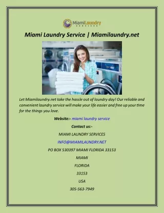 Miami Laundry Service  Miamilaundry.net