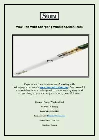 Wax Pen With Charger | Winnipeg.stoni.com