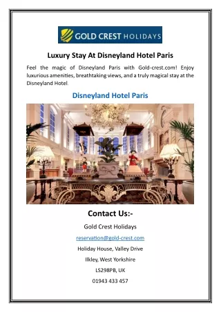 Luxury Stay At Disneyland Hotel Paris