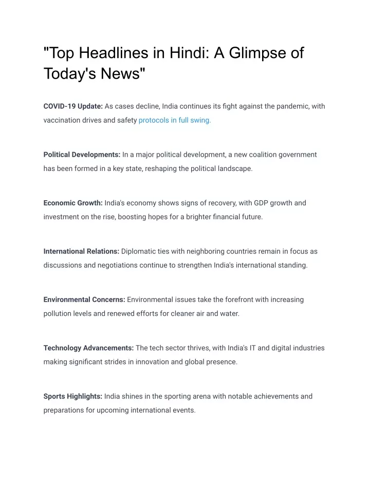 top headlines in hindi a glimpse of today s news