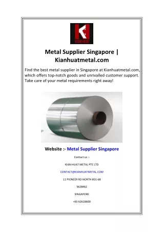 Metal Supplier Singapore  Kianhuatmetal.com