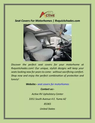 Seat Covers For Motorhomes  Rvquickshades