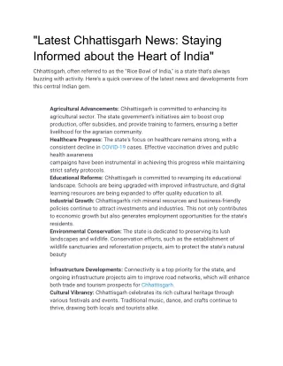 _Latest Chhattisgarh News_ Staying Informed about the Heart of India_