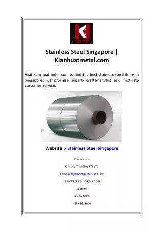 Stainless Steel Singapore  Kianhuatmetal.com