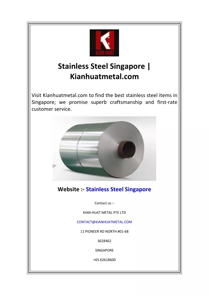 stainless steel singapore kianhuatmetal com