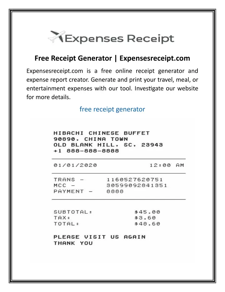 free receipt generator expensesreceipt com