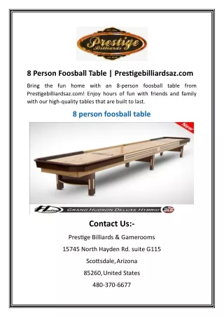 8 Person Foosball Table