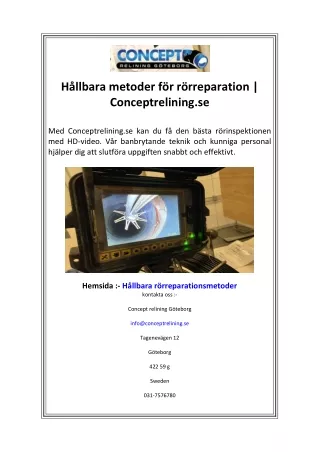 Hållbara metoder för rörreparation Conceptrelining.se