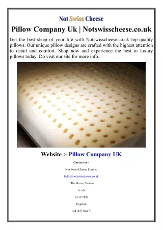 Pillow Company Uk | Notswisscheese.co.uk
