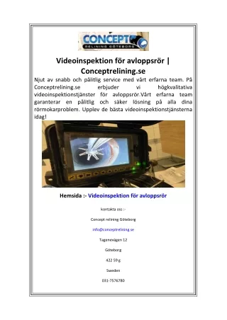 Videoinspektion för avloppsrör  Conceptrelining.se
