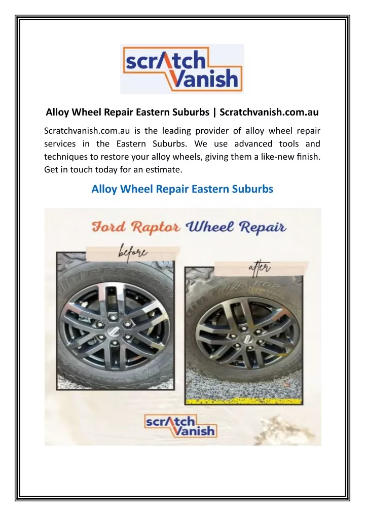 alloy wheel repair eastern suburbs scratchvanish