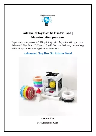 Advanced Toy Box 3d Printer Food - Myautomationguru