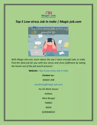 Top 5 Low-stress Job In India  Magic-job