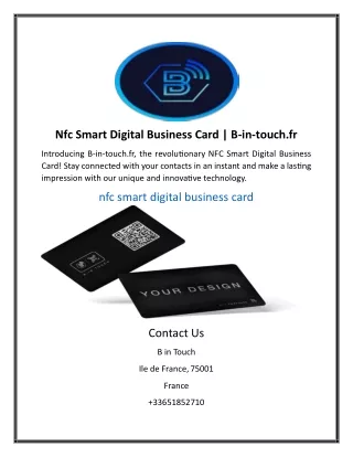 Nfc Smart Digital Business Card | B-in-touch.fr