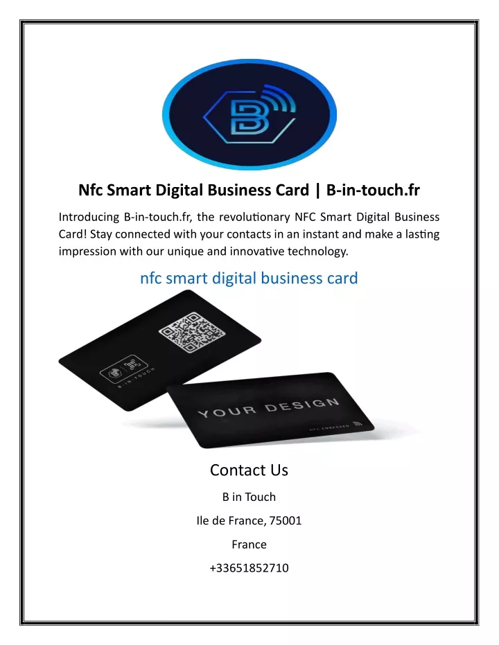 nfc smart digital business card b in touch fr