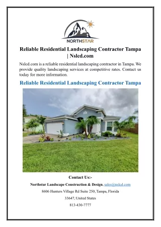 Reliable Residential Landscaping Contractor Tampa - Nslcd