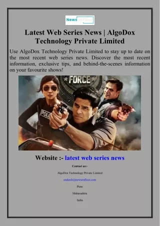 Latest Web Series News | AlgoDox Technology Private Limited