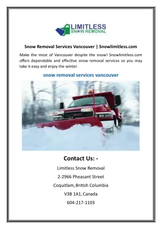 Snow Removal Services Vancouver