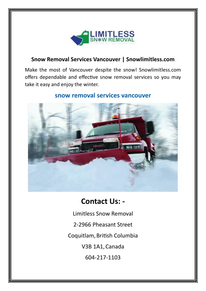 snow removal services vancouver snowlimitless com