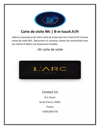 Carte de visite Nfc | B-in-touch.fr/fr