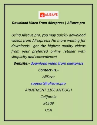 Download Video From Aliexpress  Alisave.pro