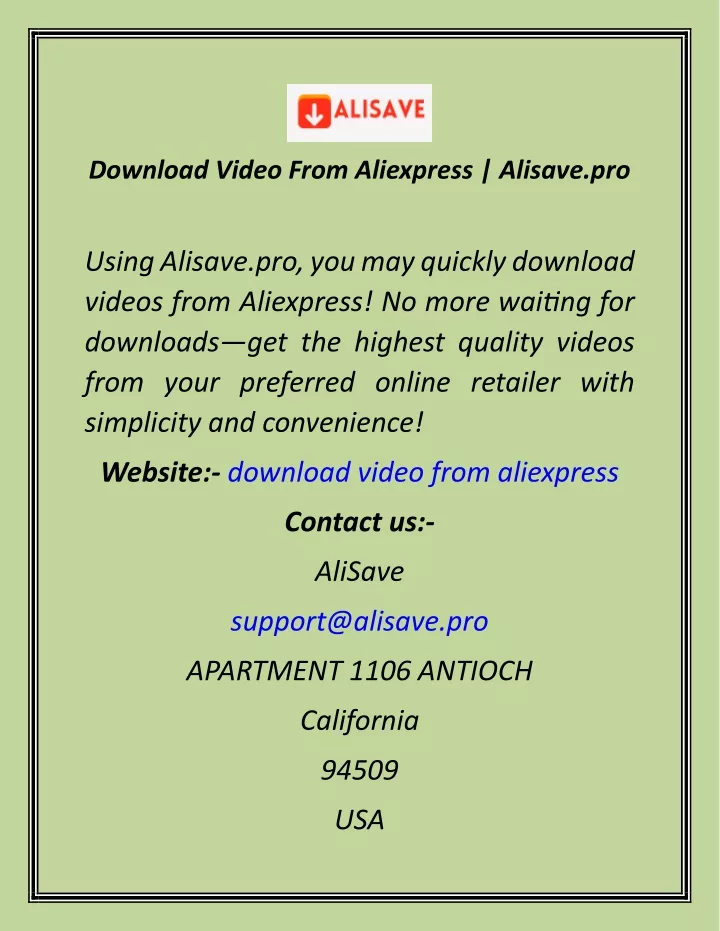 download video from aliexpress alisave pro