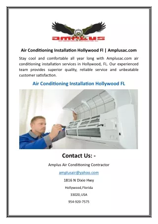 Air Conditioning Installation Hollywood Fl