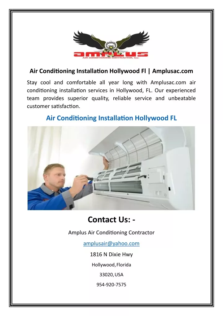 air conditioning installation hollywood