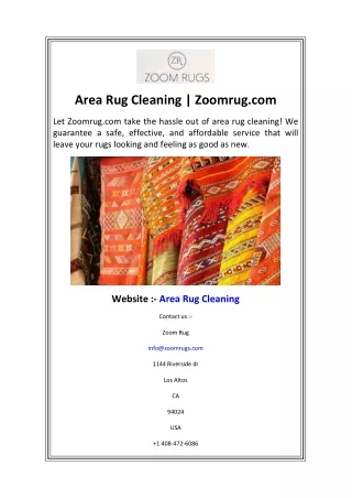 Area Rug Cleaning  Zoomrug.com