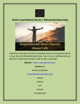 Online Inspirational Stories  Wheelsofwisdom.blog