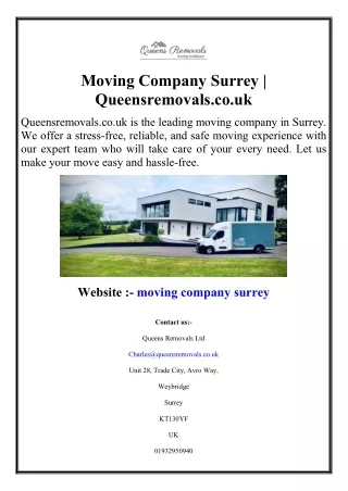 Moving Company Surrey | Queensremovals.co.uk