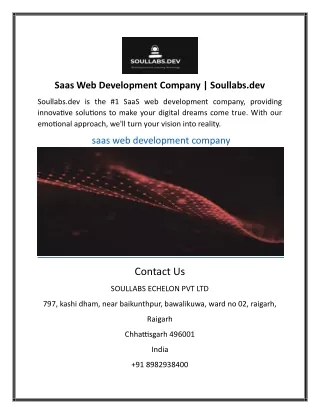 Saas Web Development Company | Soullabs.dev