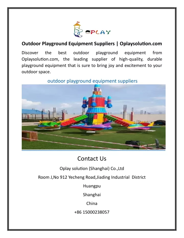 outdoor playground equipment suppliers