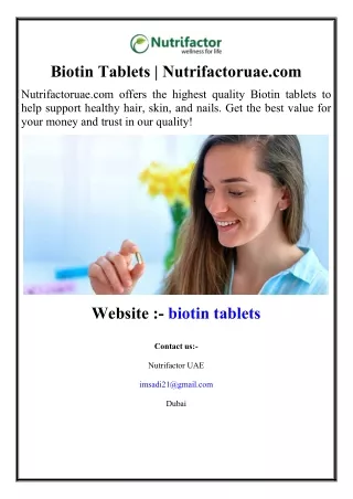 Biotin Tablets | Nutrifactoruae.com