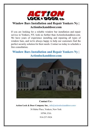 Window Bars Installation and Repair Yonkers Ny  Actionlockanddoor