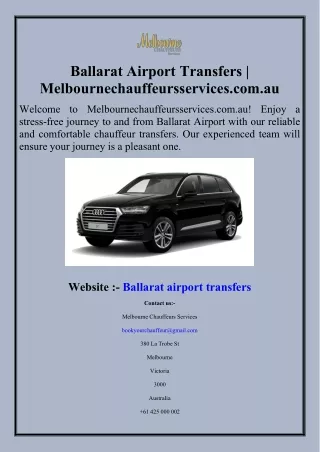 Ballarat Airport Transfers | Melbournechauffeursservices.com.au