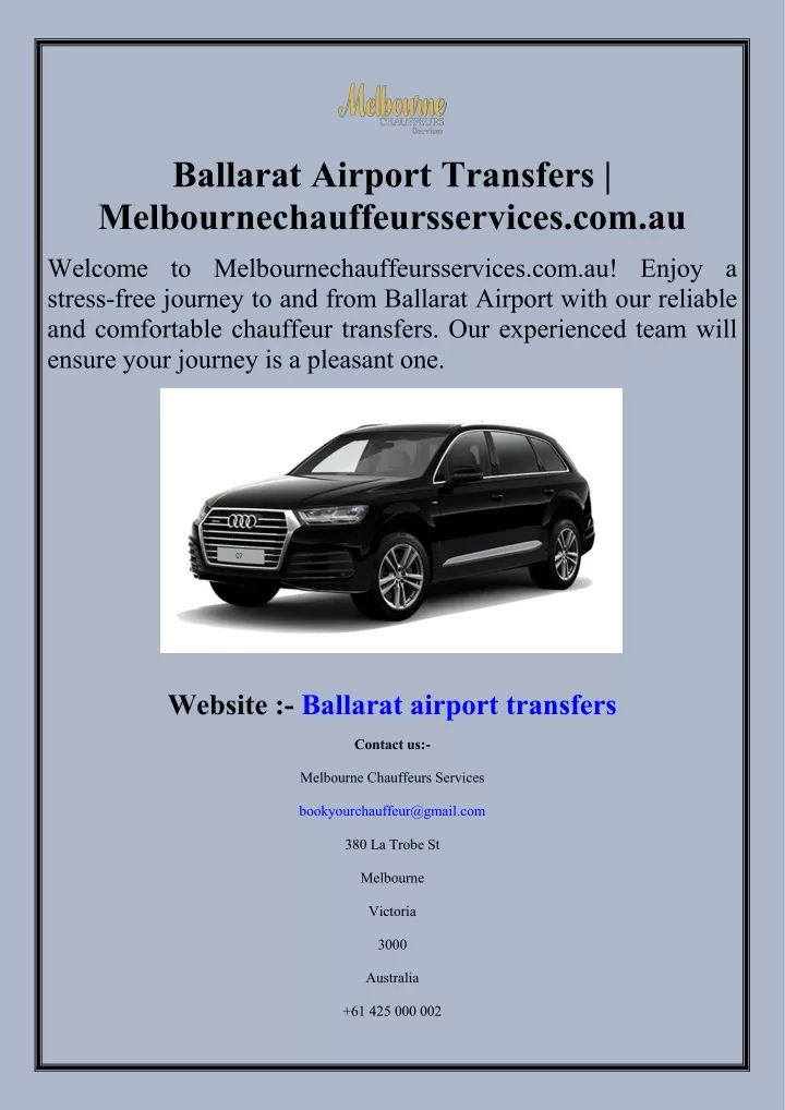 ballarat airport transfers