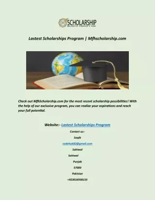 Lastest Scholarships Program